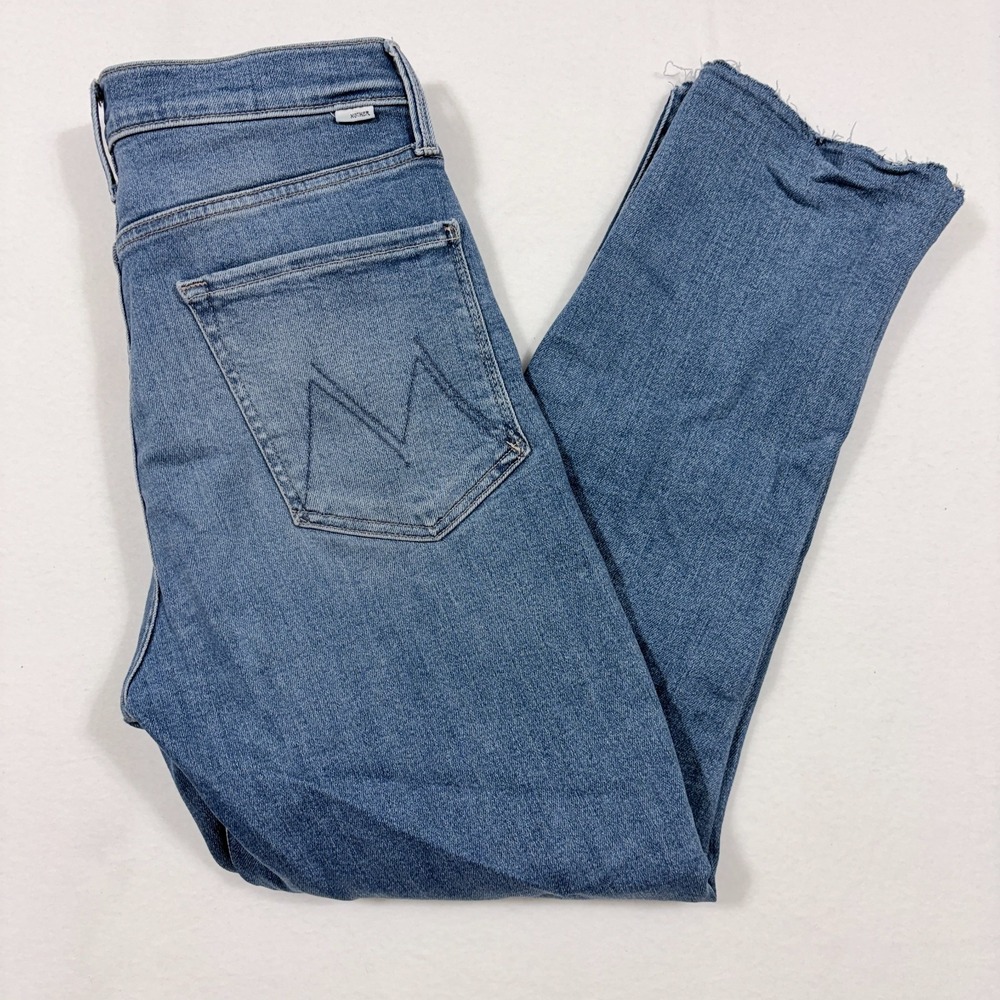 Mother The Rambler Zip Flood Jeans Out Of The Blue‎ High Waist Straight Size 30